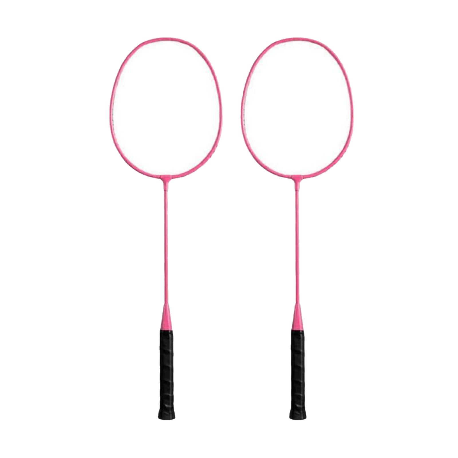 Badminton Rackets 2Pcs Badminton Equipment for Beach Indoor Outdoor Backyard Pink