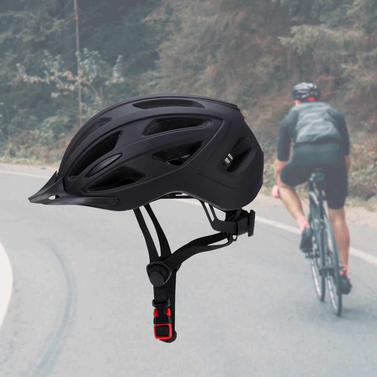Bicycle Helmet Head Protective Lightweight with LED Safety Light Bike Helmet Black