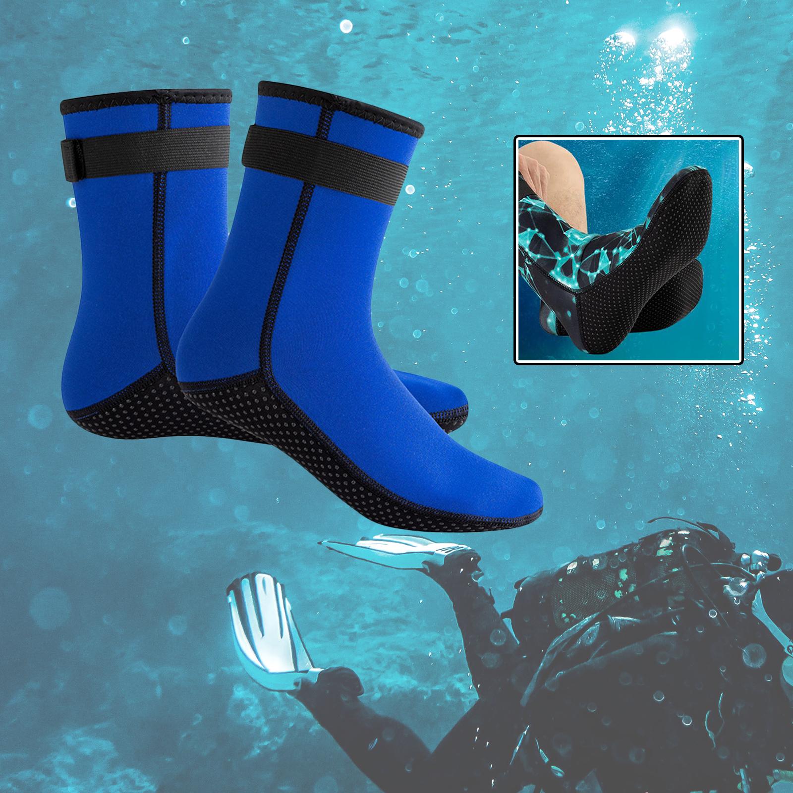 Diving Socks with Adjustment Strap Water Socks Flexible Men Women Swim Socks L Blue