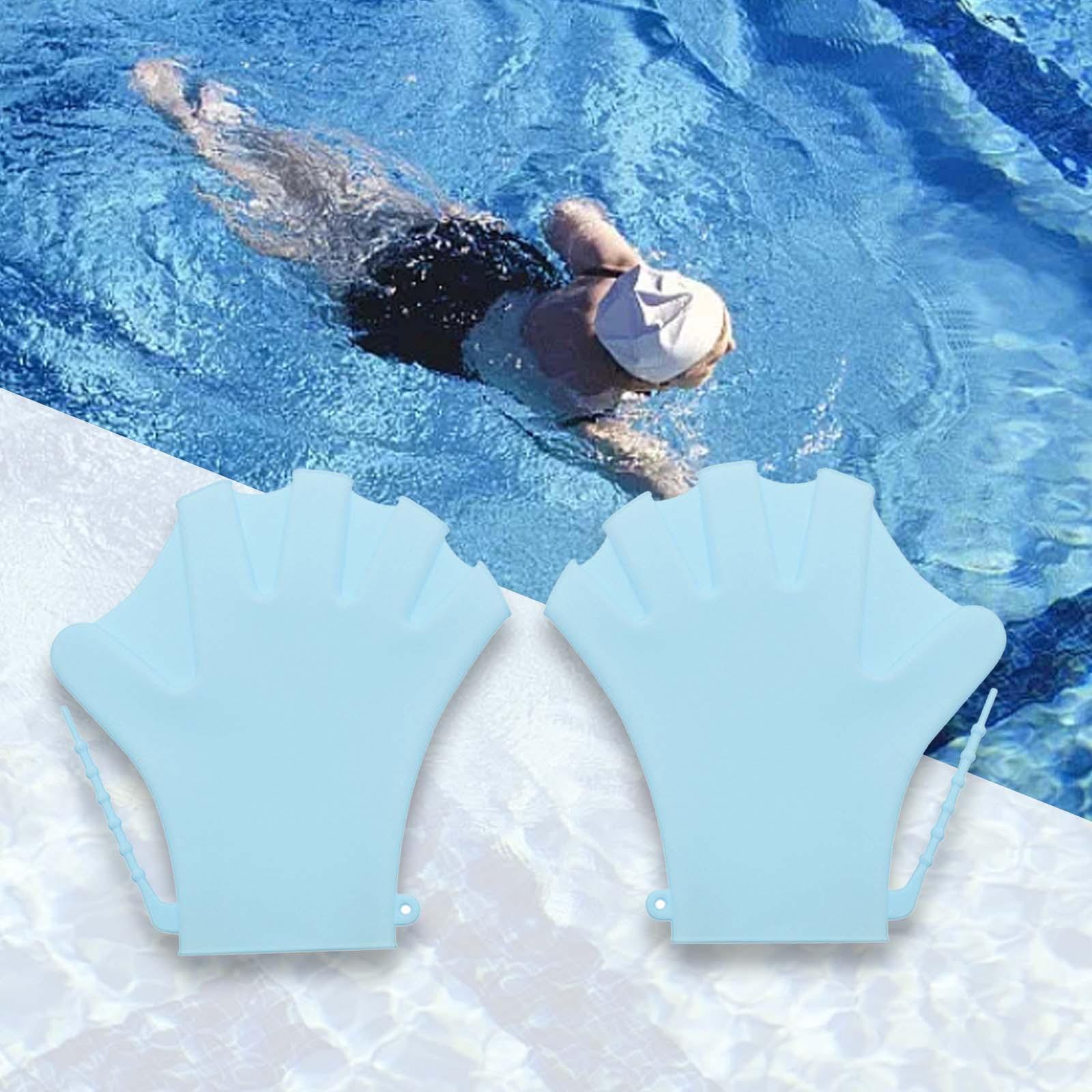 Webbed Swimming Gloves Diving Surfing Adjustable Lap Swimming Aquatic Gloves Sky Blue