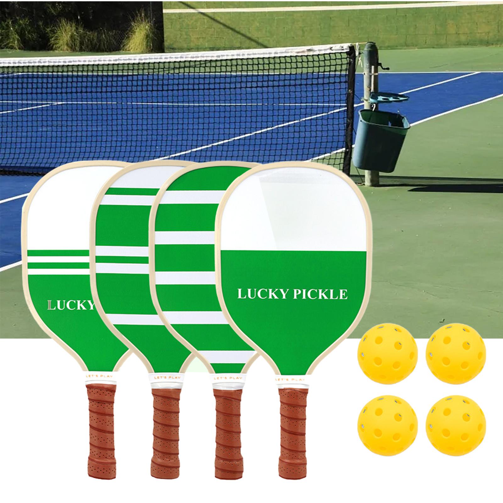 Pickleball Rackets and Ball Player Comfort Grip 4x Wooden Pickleball Paddles