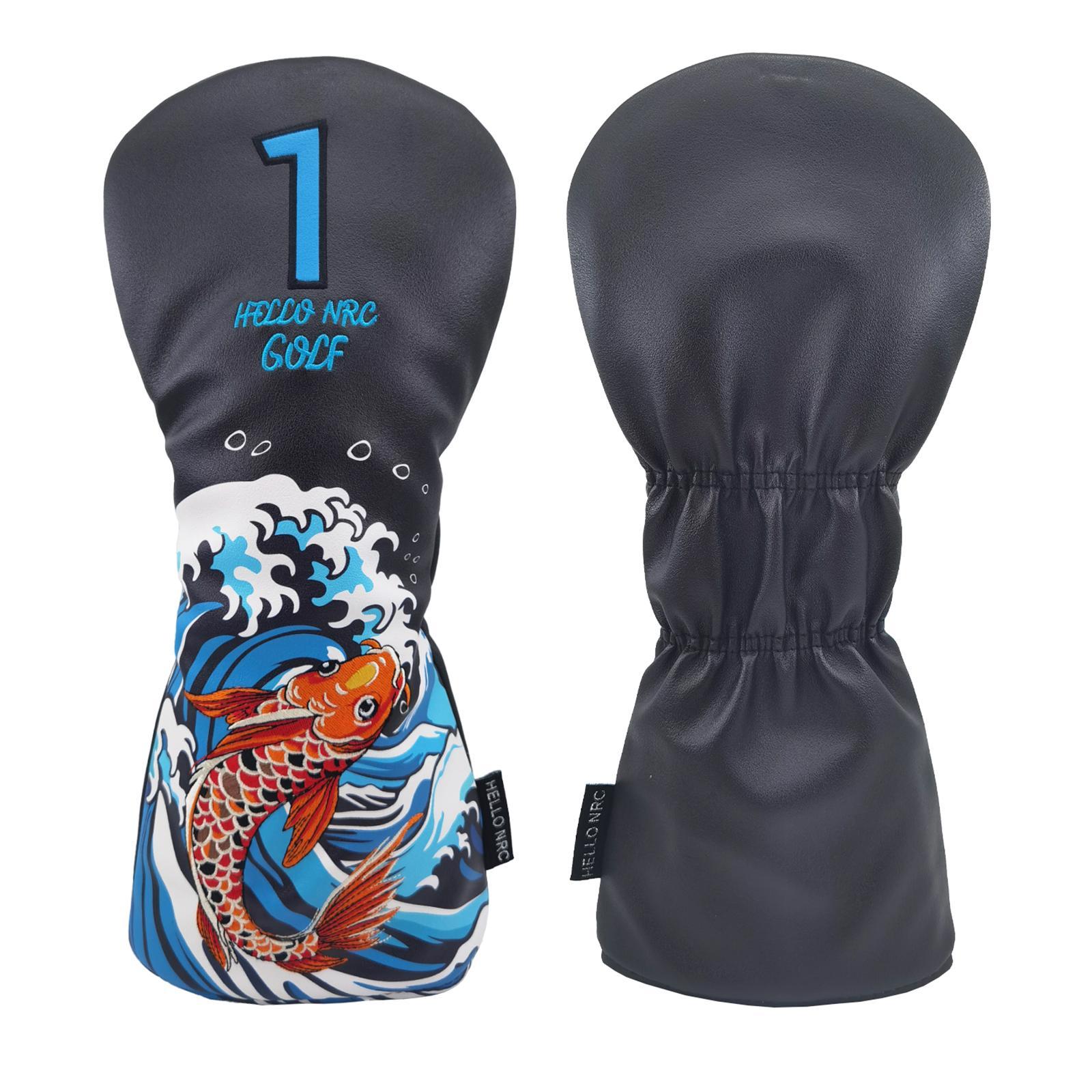 Golf Wood Headcover Wear Resistant Waterproof Scratchproof Protective Sleeve black DR