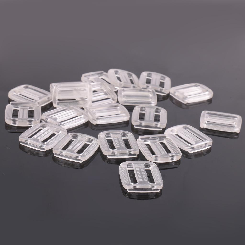 20Pcs 3 Bar Rectangle Buckles Slide Tool Tri Glide Buckle 20mm Clear