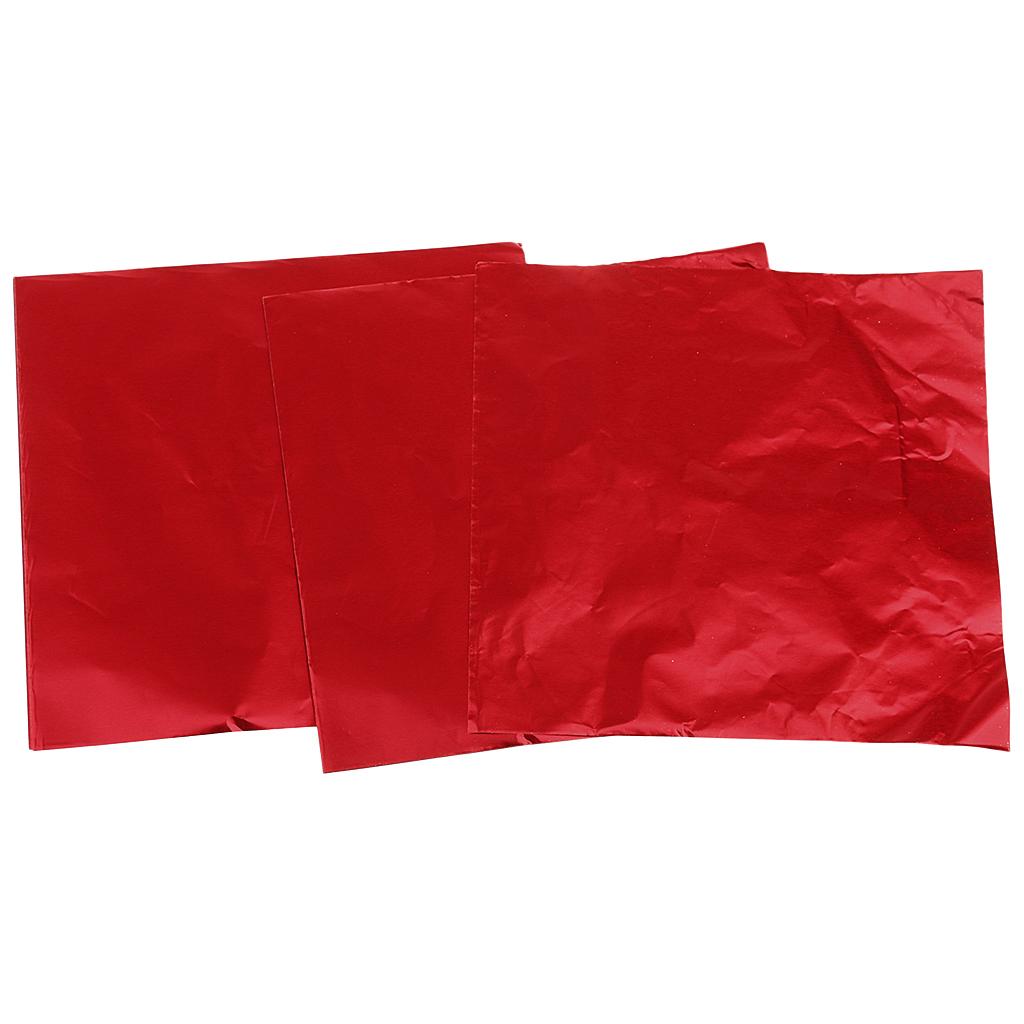 100Pcs Chocolate Candy DIY Package Foil Paper Aluminum Tinfoil Wrappers Red