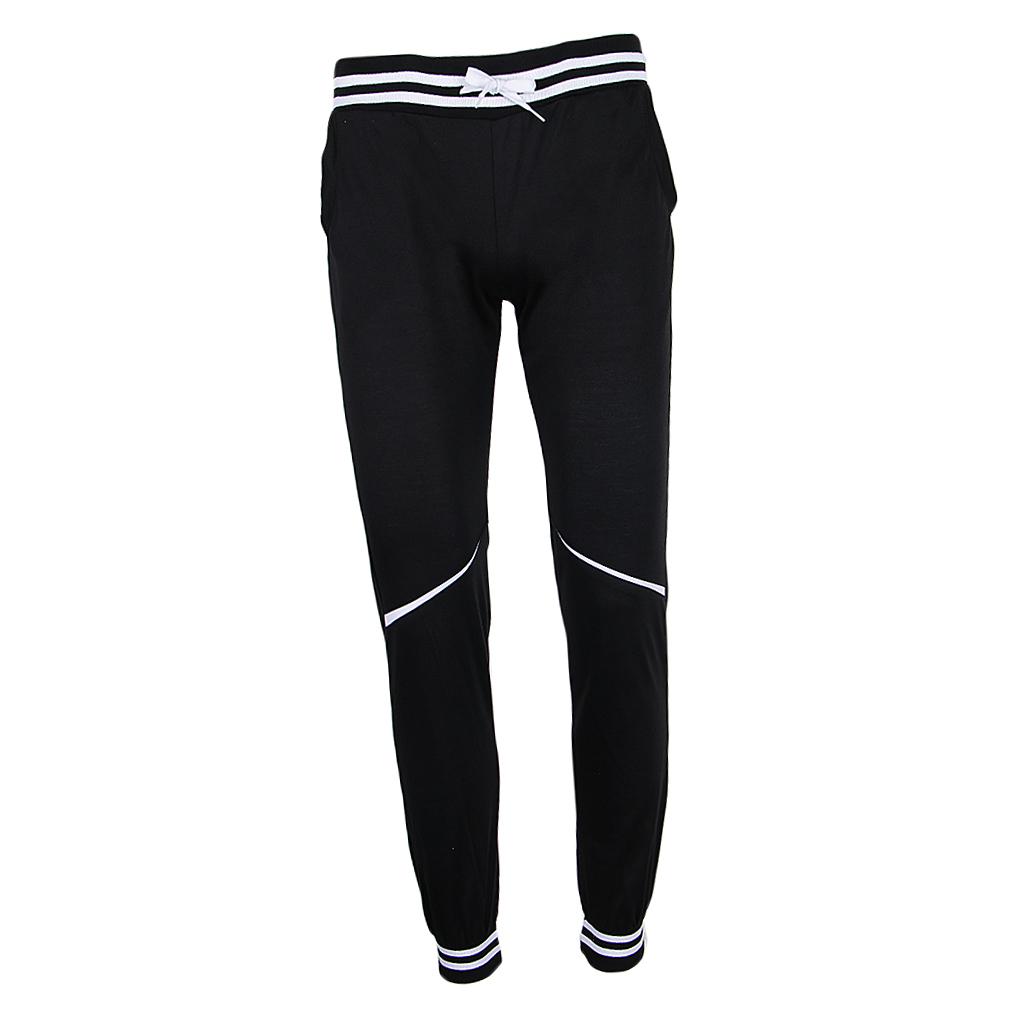 Fashion Men Stripe Tracksuit Bottoms Drawstrings Sports Pants M Black
