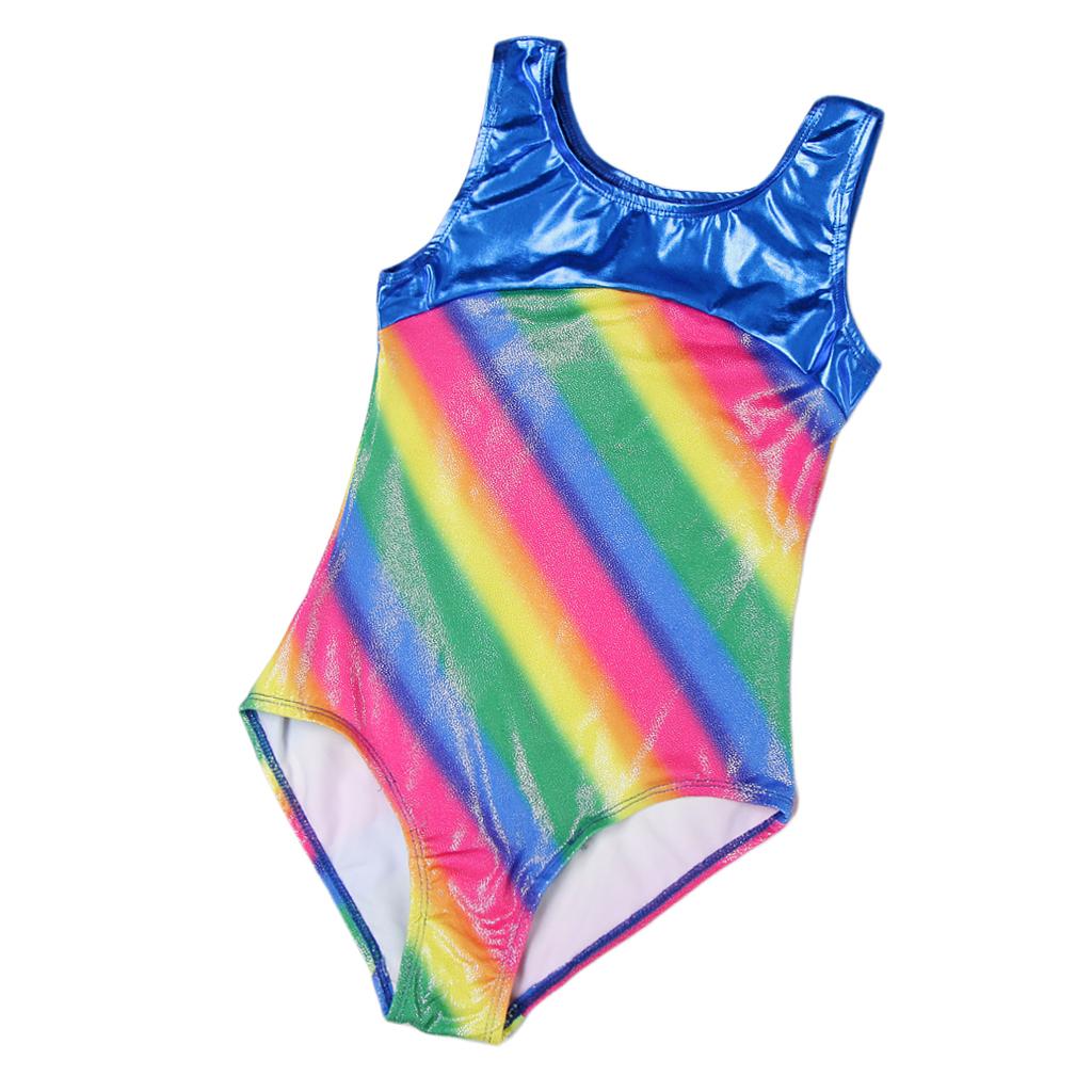 One Piece Gymnastic Leotard Bodysuit Sleeveless Ballet Costume 8 Rainbow