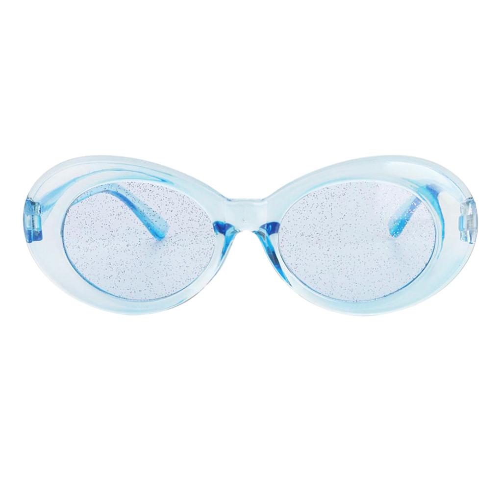 Retro Transparent Clout Goggles Oval Bold Mod Thick Framed Sunglasses Blue