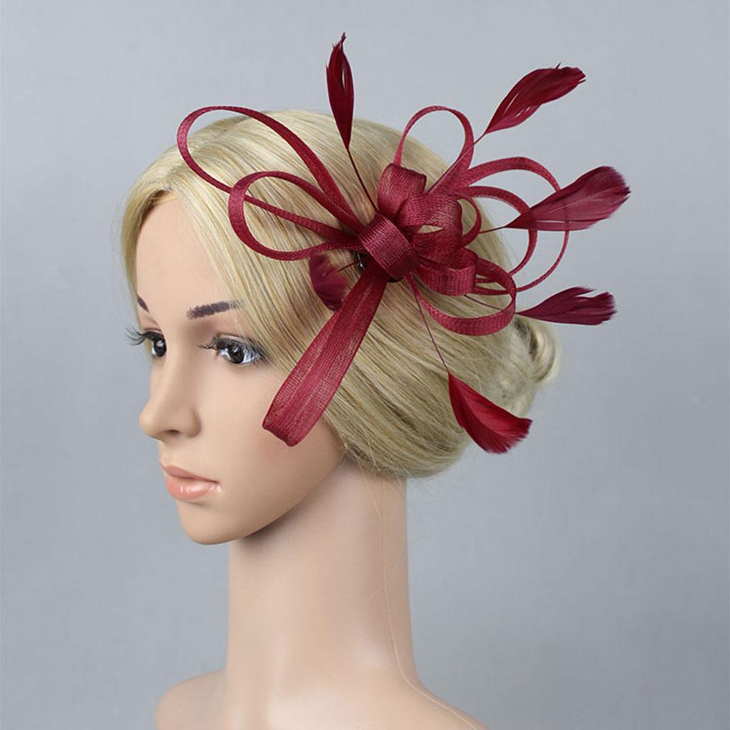 Vintage Hair Accessory Women Feather Fascinator Hair Clips 