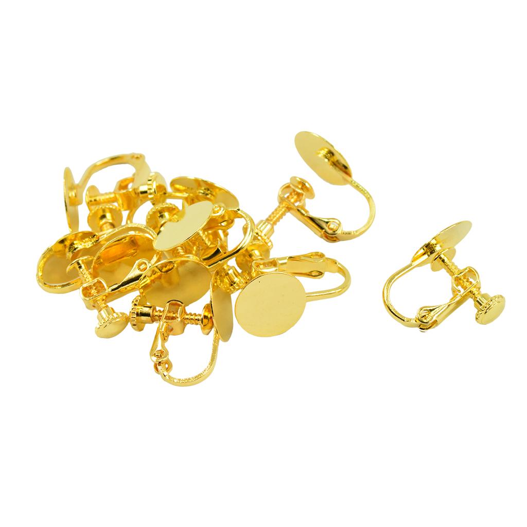 10pcs Screw Back NonPierced Earrings Findings with Flat Glue On Pad