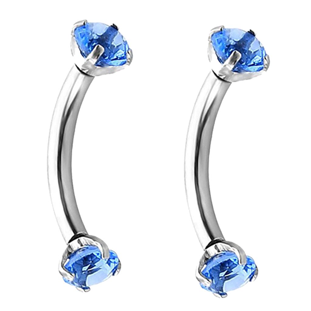 2pcs Gem Curved Eyebrow Bar Ring Barbell Body Ears Labret Piercing ...