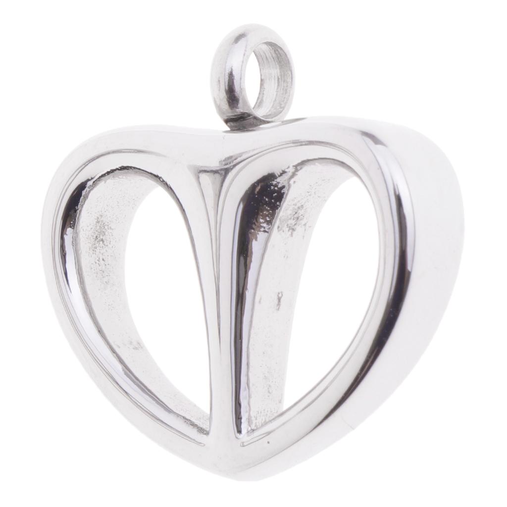 Heart Stainless Steel Pendant Dog Cat Cremation Ashes Holder Urn Silver 3