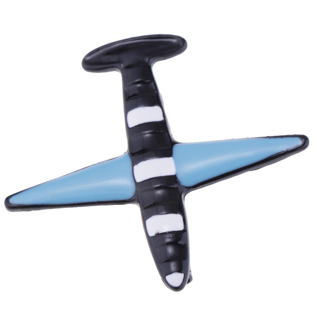 Novelty Enamel Airplane Shape Uniform Badge Collar Lapel Brooch Pin Blue