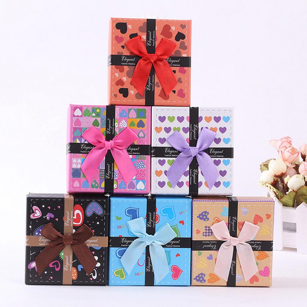 6pcs Cardboard Paper Bowknot Jewelry Gift Box Watch Ring Storage Cases Type7