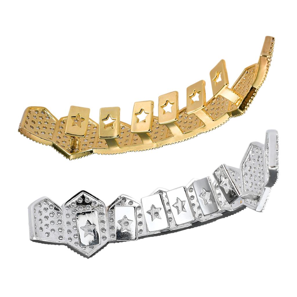 Micro Zircon Vampire Top 8 Teeth Fang Grills Hiphop Mouth Grill Gold