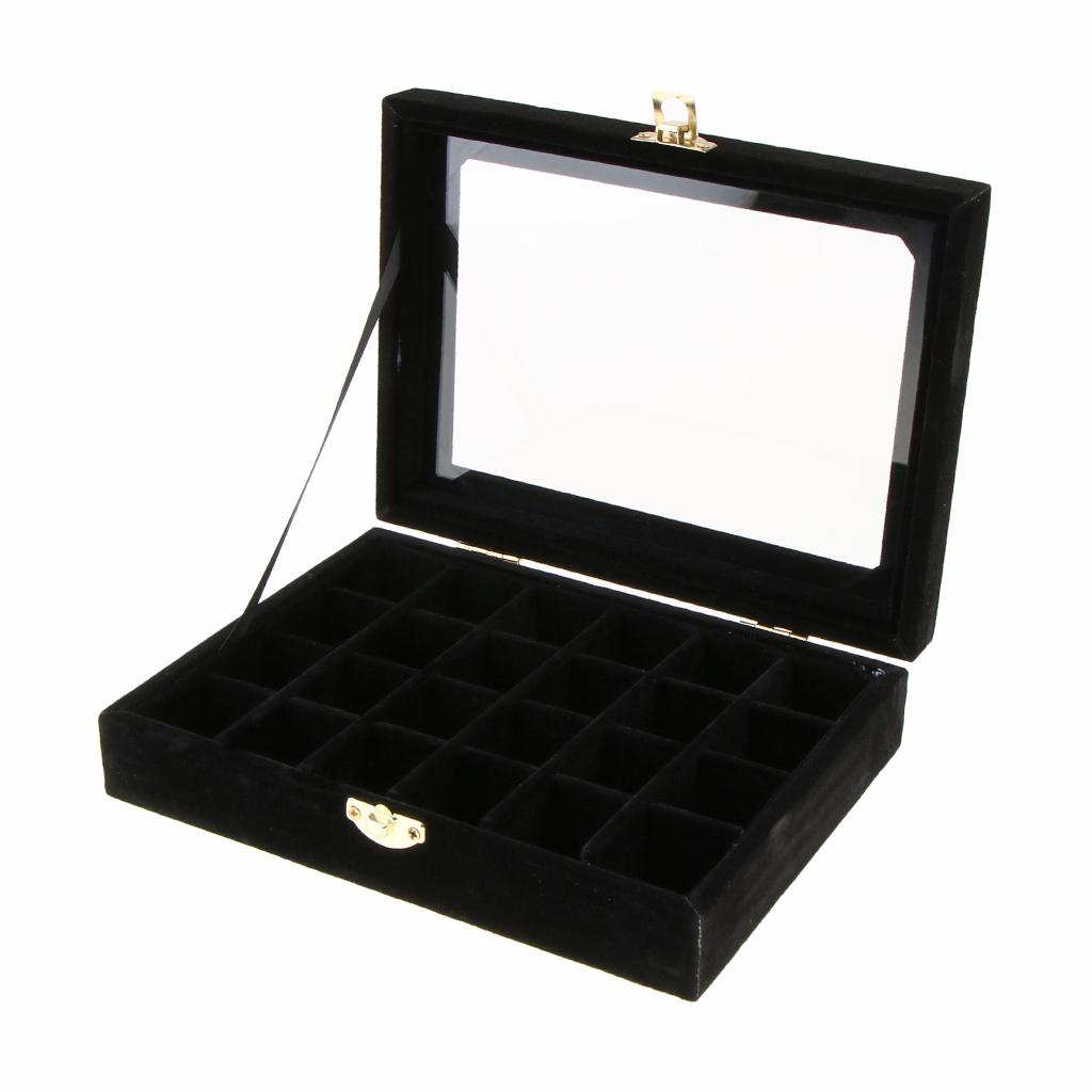 Velvet Case Earring Necklace Organizer Display Jewelry Storage Box Black