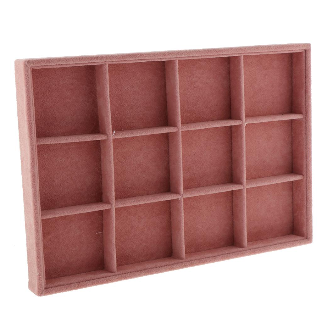 4 PC Ring Earrings Necklace Jewelry Display Organizer Box Tray 12 Grids