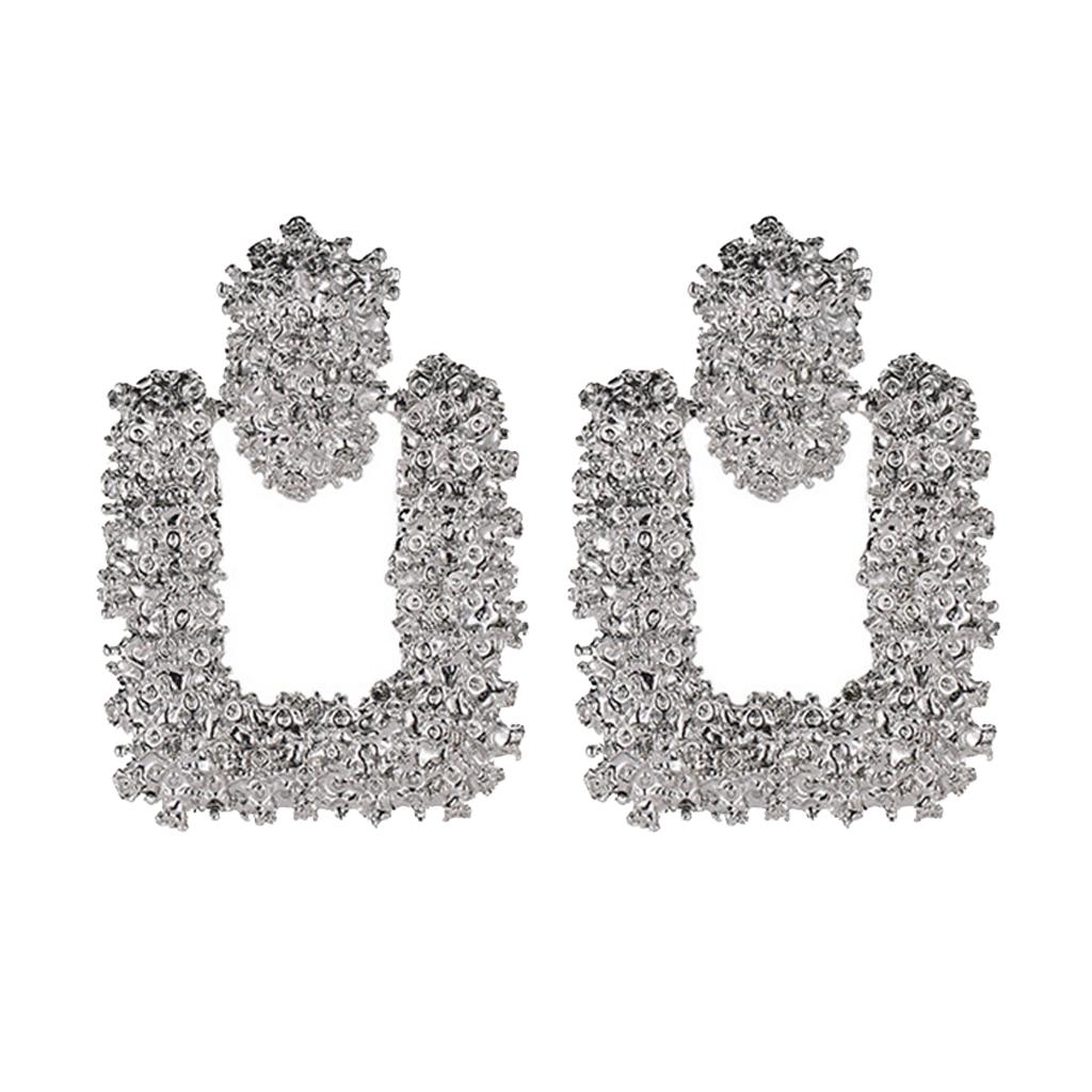 Trendy Geometric Earrings Womens Fashion Statement Dangle Earrings Silver