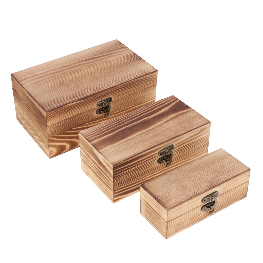 Unpainted Plain Wooden Jewelry Box Trinket Gift Box Keepsake Organizer     M