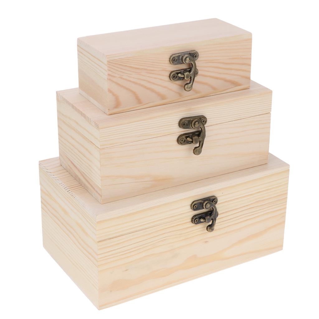 3PCs Jewelry Storage Case Watch Jewel Box Organizer Wood Trinket Container