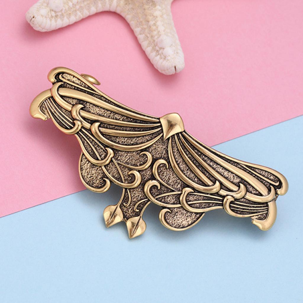 3xAntique Metal French Barrette Large Hair Clip Pin Ponytail Holder Golden