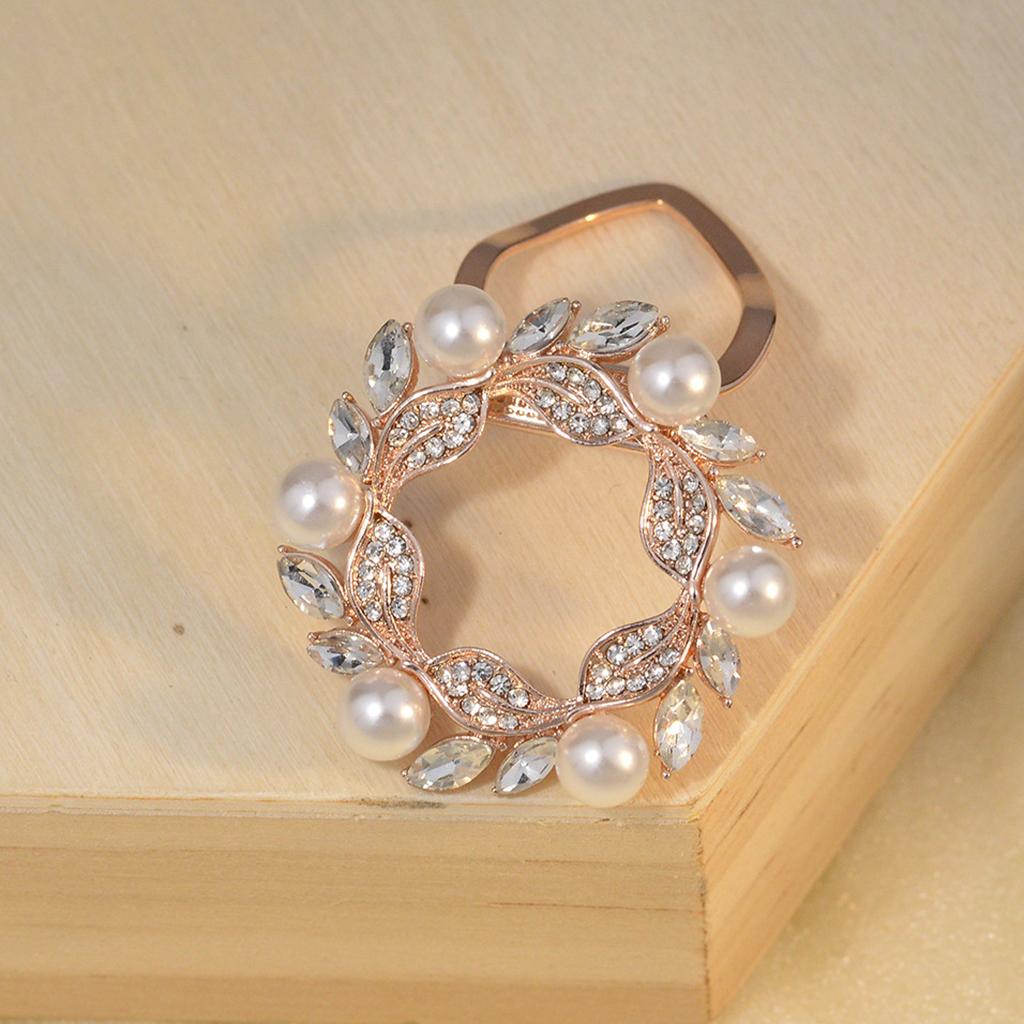 Flower Crystal Ring Clip Buckle Silk Chiffon Scarf Clip