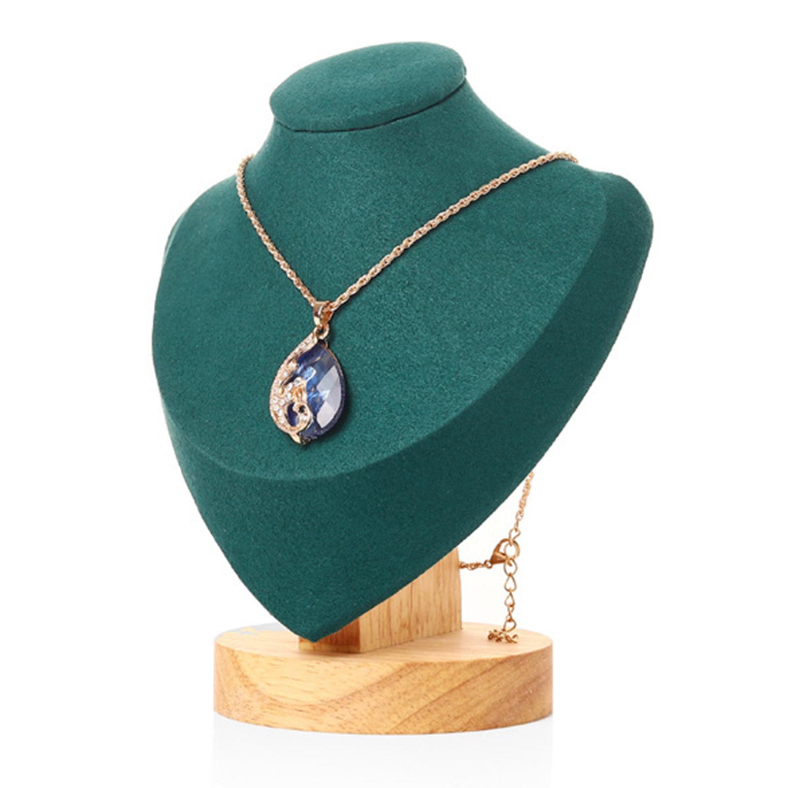 2 Pieces Jewlery Display Stand Organizer Wooden Bust Chain Holders