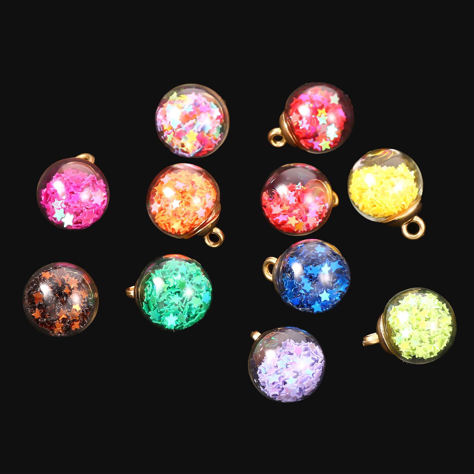 Glass Ball Charms with Shining Stars for Earrings Jewelry Making Women