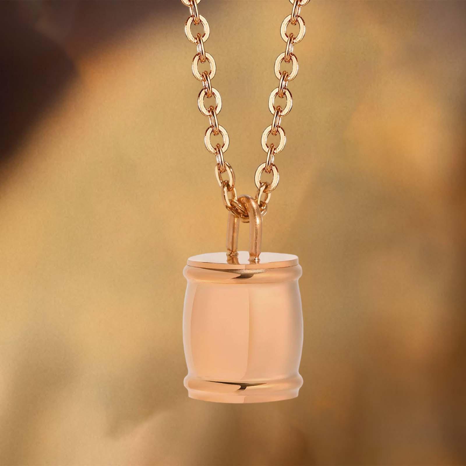Urn Necklace Cremation Jewelry Keepsake for Pet Husband Friends  Rose Gold 