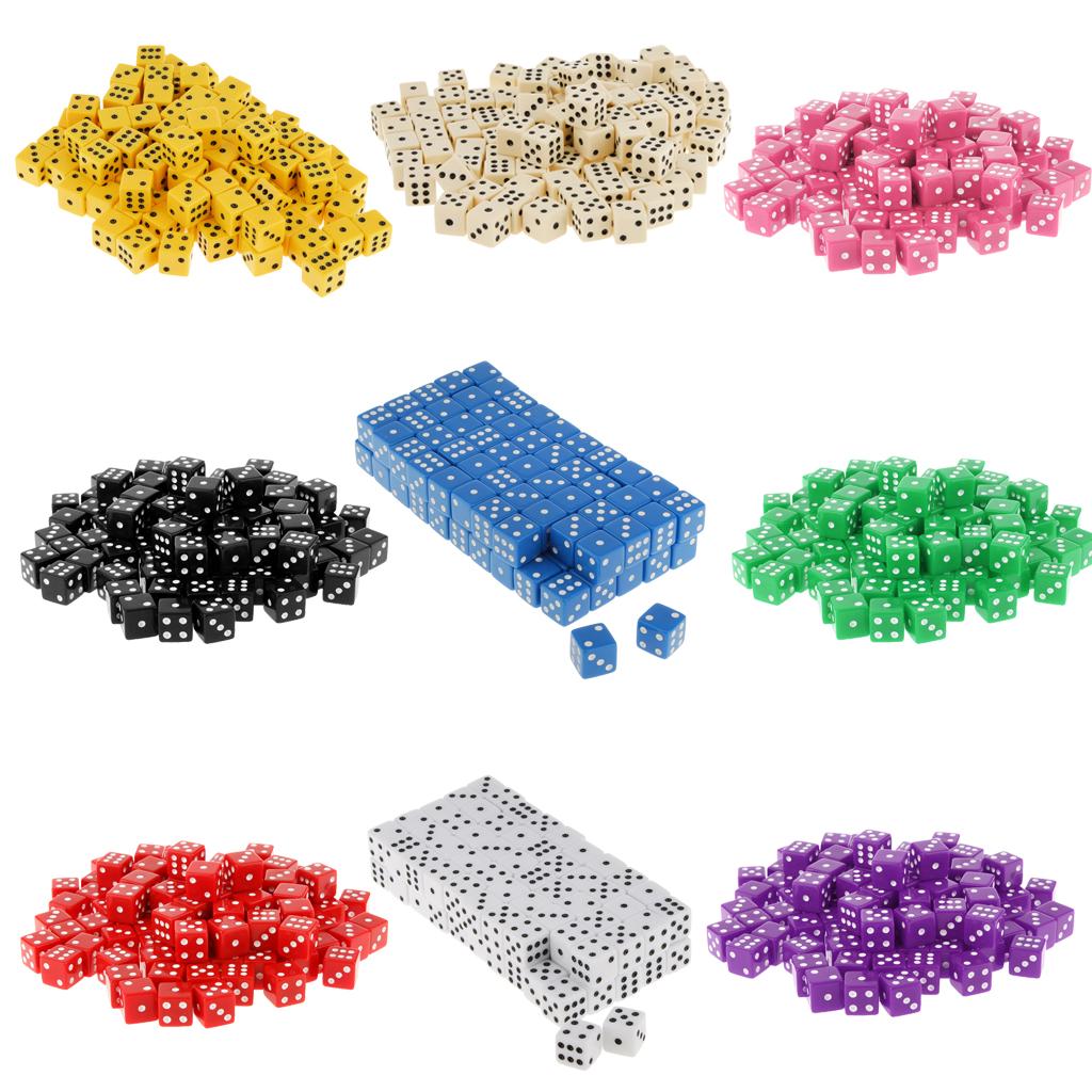 100 x Opaque 16mm Six Sided Spot Dice RPG Games Yellow