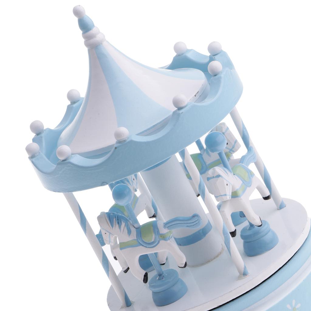 Classic Wooden Carousel Musical Box Wind Up Toy Kids Christmas Gift
