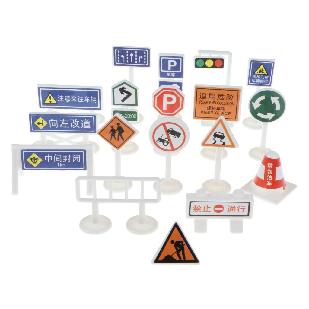 Kids Road Traffic Signs Educational Toy Car & Train Playset Scenery ...