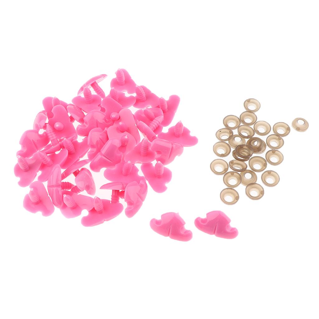 100 Pieces DIY Triangle Safety Nose with Washers for Bear Doll 12x17mm Pink