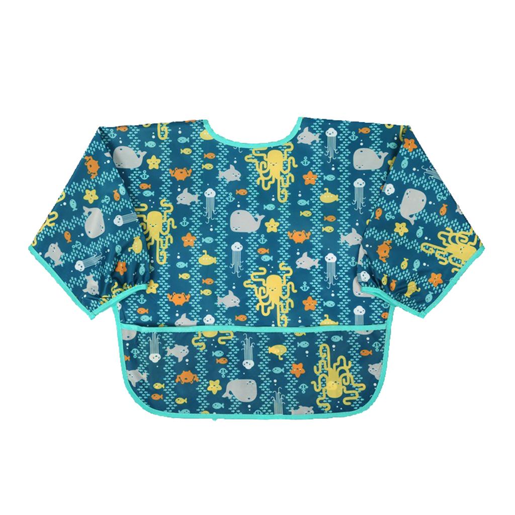 Drooling Teething Waterproof Bib with Sleeve for Baby Toddlers Octopus M