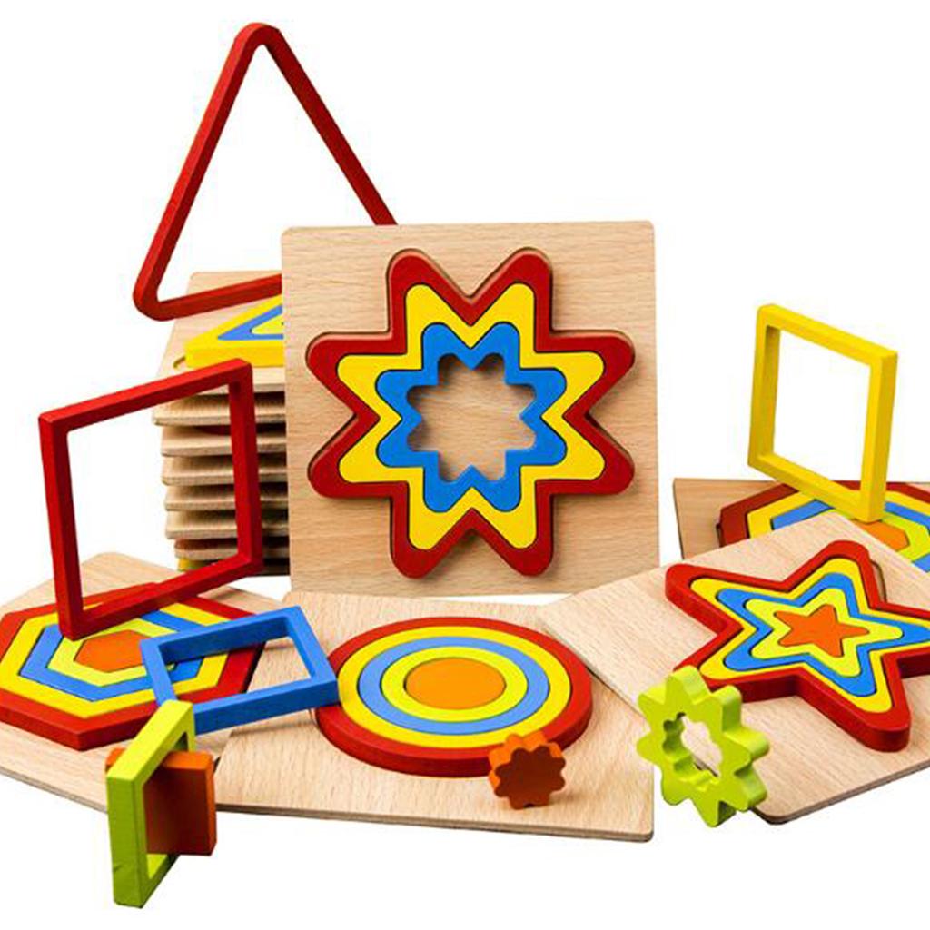 Geometric Jigsaw Puzzle Kids Preschool Educational Toy Gift Oval 