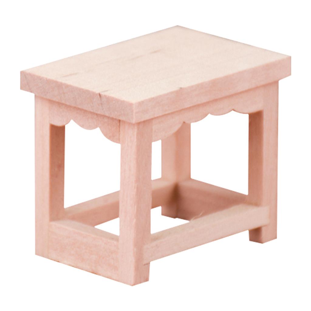 1:12 Scale Wooden Stool Dollhouse Miniatures Furniture Shelf Rack Wood