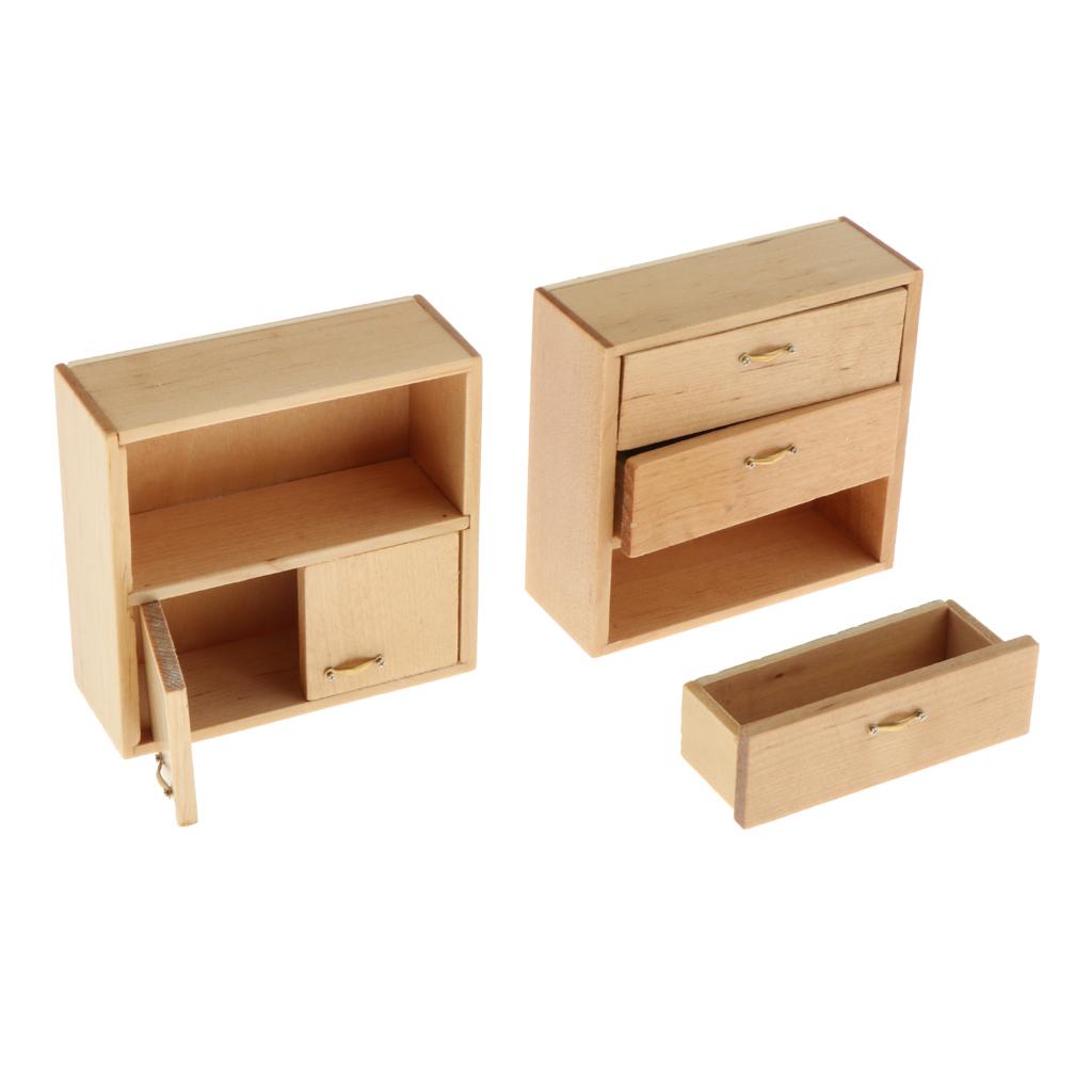 1/12 Dollhouse Miniature Wooden Combination Cabinet Room Accessories Wood