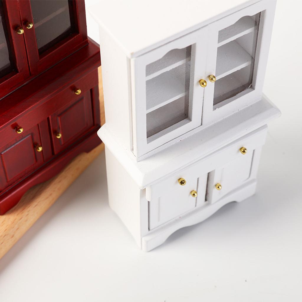 1:12 Dolls House Birch Wooden Miniature Cabinet Cupboard Furniture Set Red