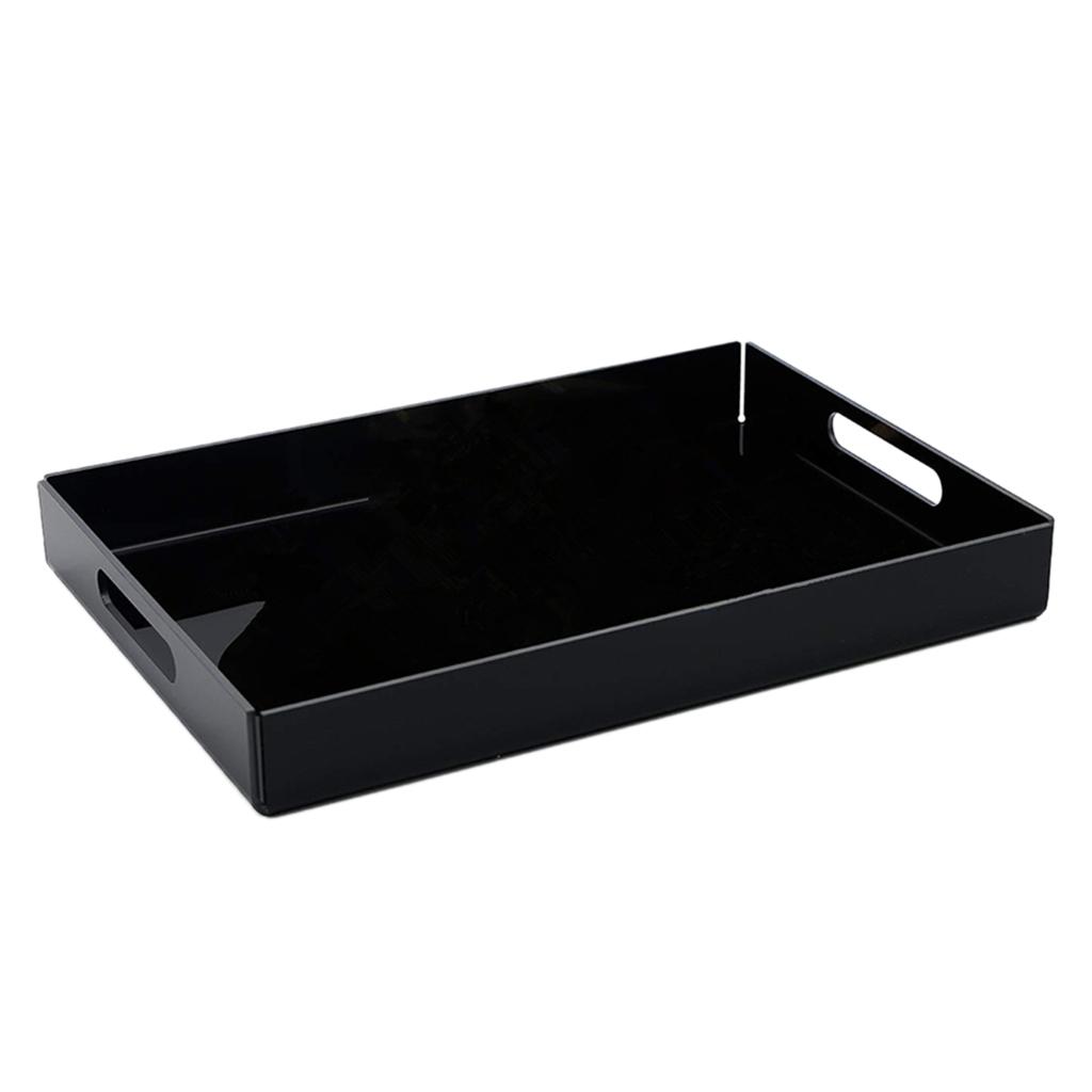Food Service Tray Breafast Drinks Cake Trays Acrylic Makeup Organizer Black