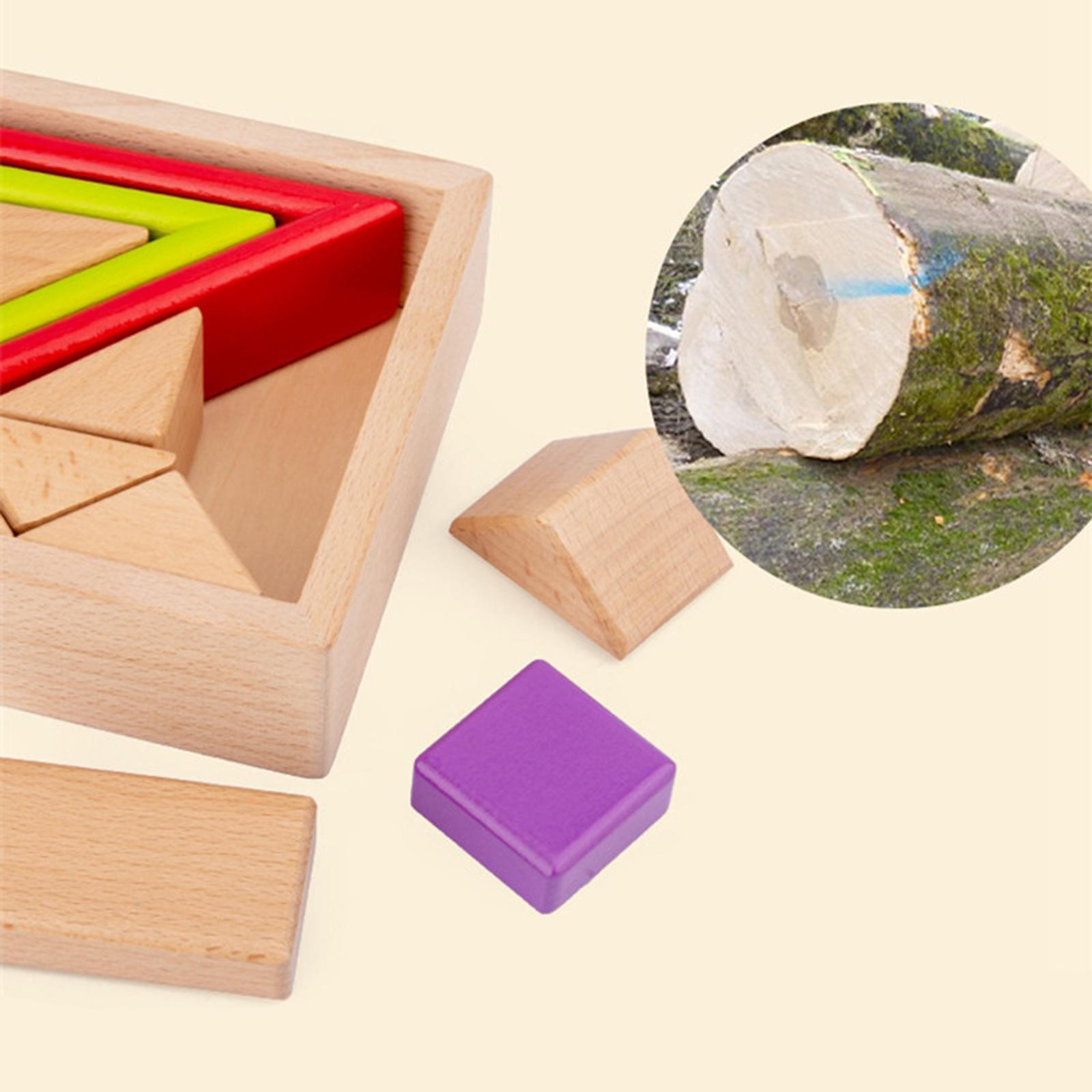 Wooden Rainbow Building Stacking Blocks Toddler Educational Toy Triangle