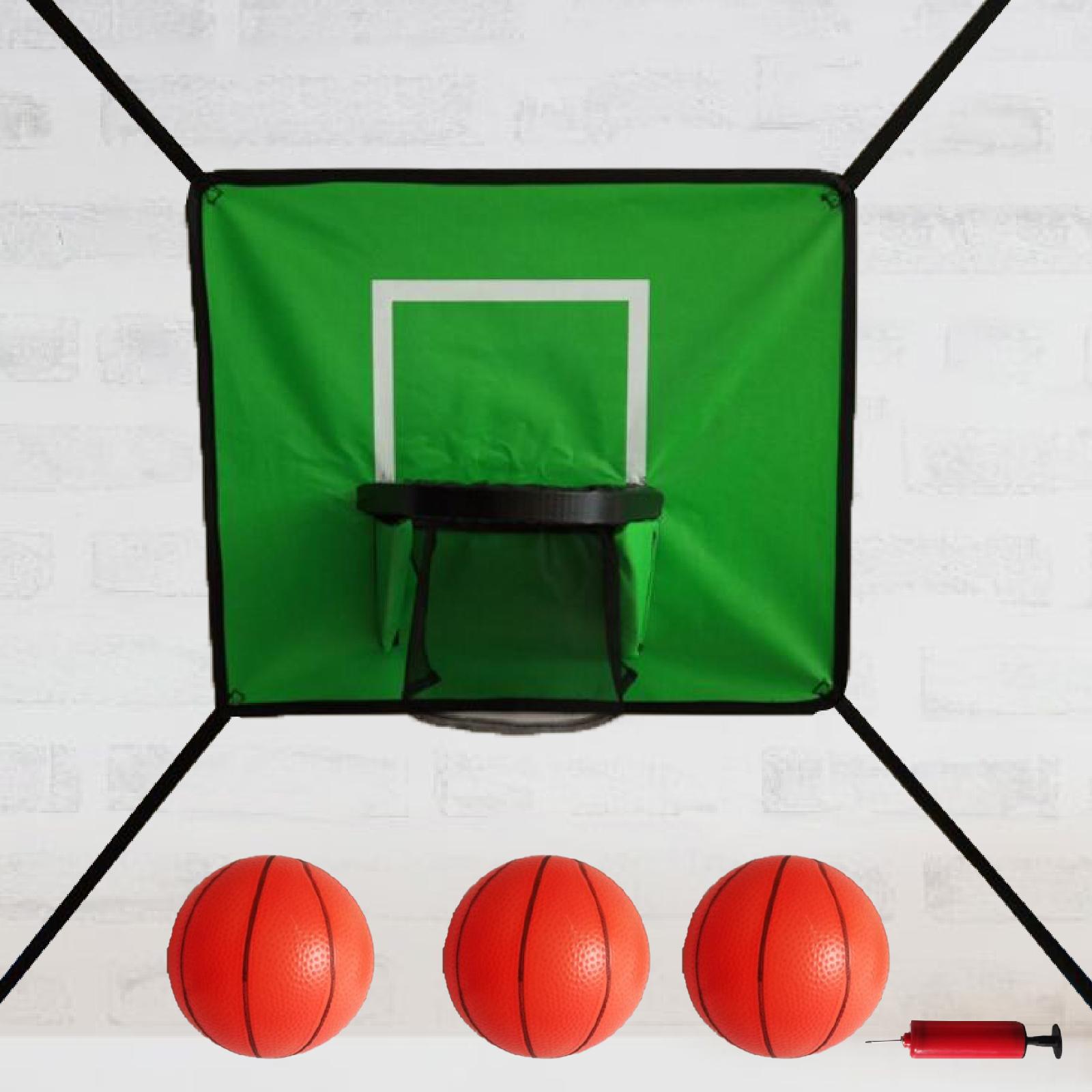 Trampoline Basketball Hoop Universal Trampoline Attachment Accessories Green with three balls