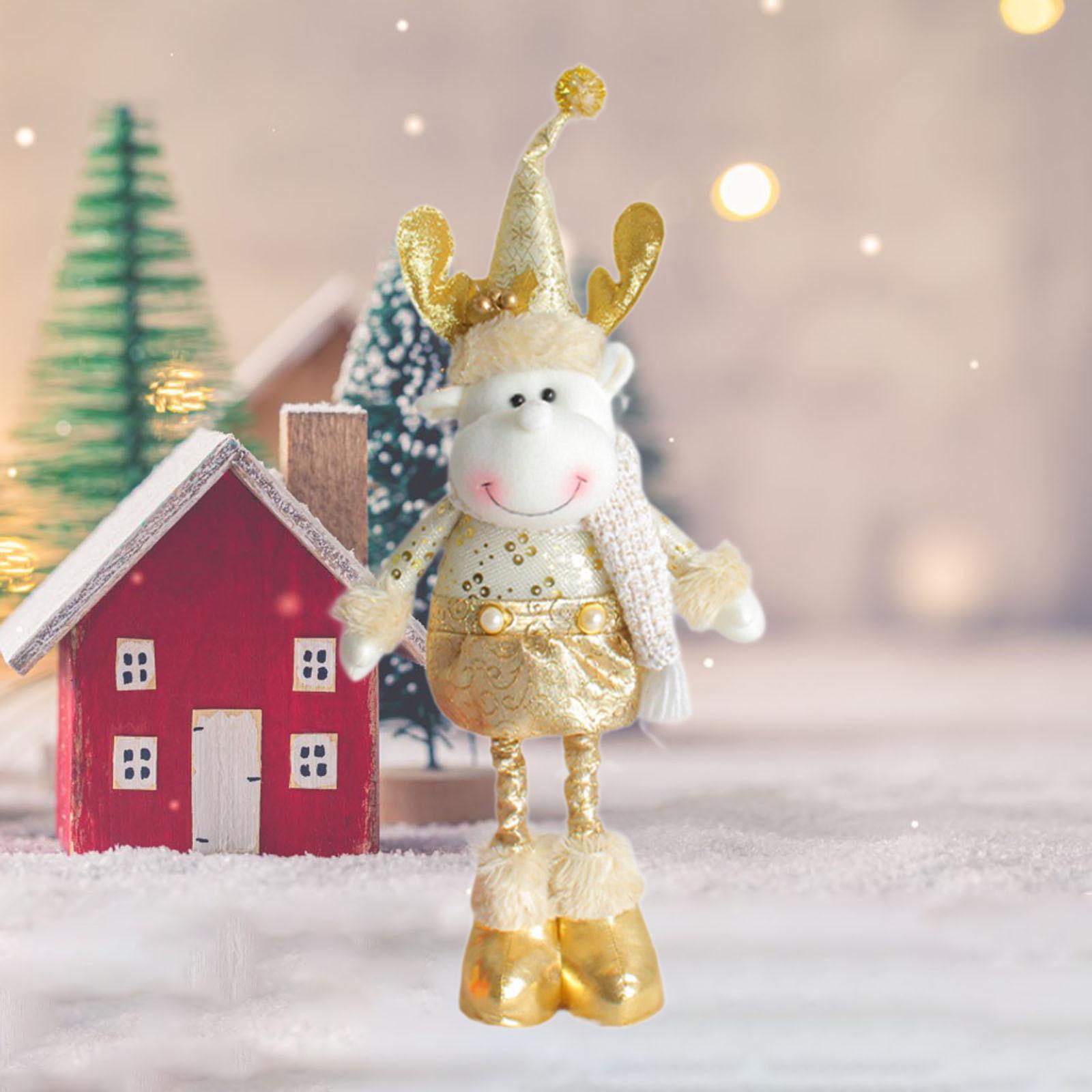 Christmas Figurine Telescopic Legs Comfortable Christmas Standing Doll Elk