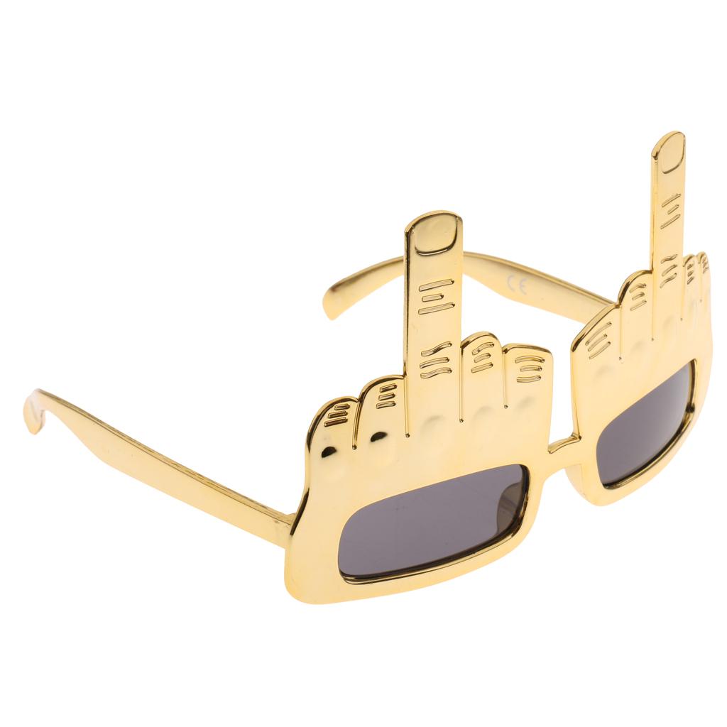 2 Novelty Middle Finger Gesture Sunglasses Flip the Bird Party Glasses Gold