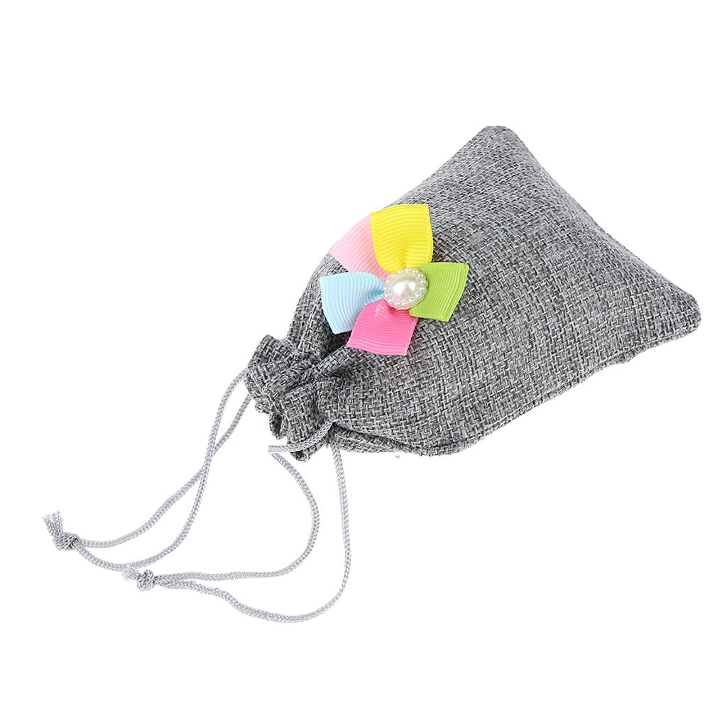 12 Drawstring Burlap Bags Tea Bags Souvenir Gift Candy Bag Gray