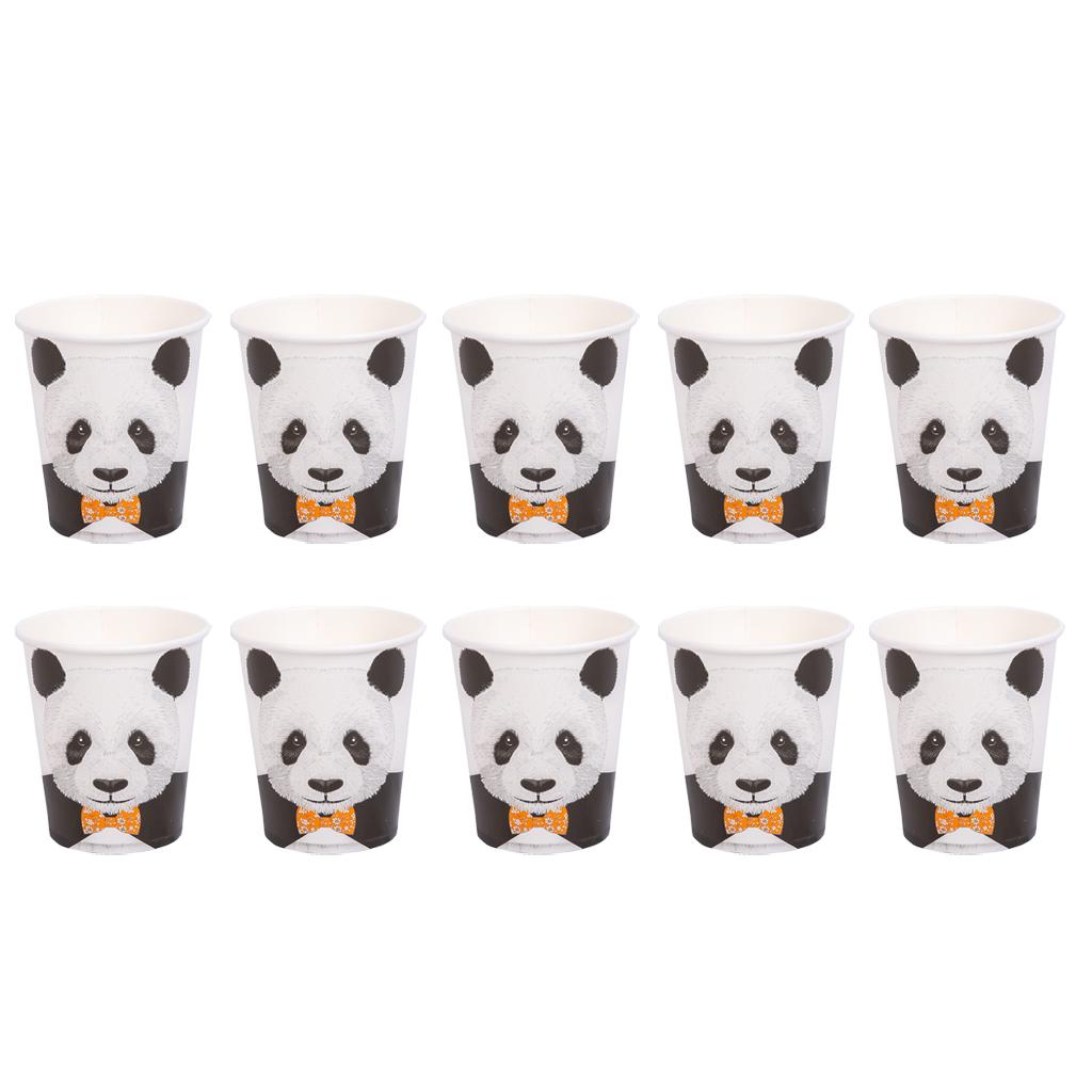 10Pcs Panda Paper Party Plates Cups Birthday Wedding Tableware 10Pcs Paper Cups