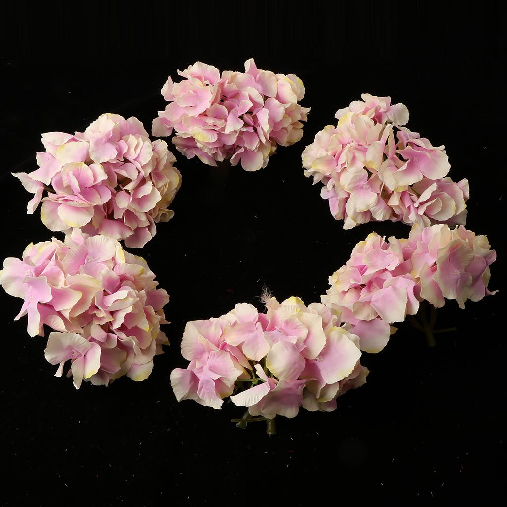 6Pcs Artificial Hydrangea Flower Head DIY Wedding Decor Purple