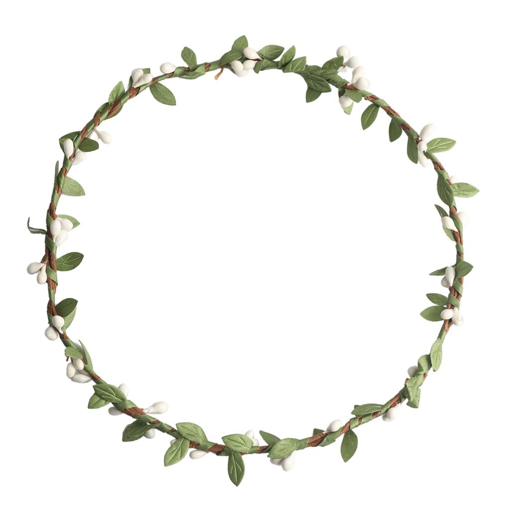 Bohemian Flower Leaves Garland Forehead Hair Band Beach Wreath  White