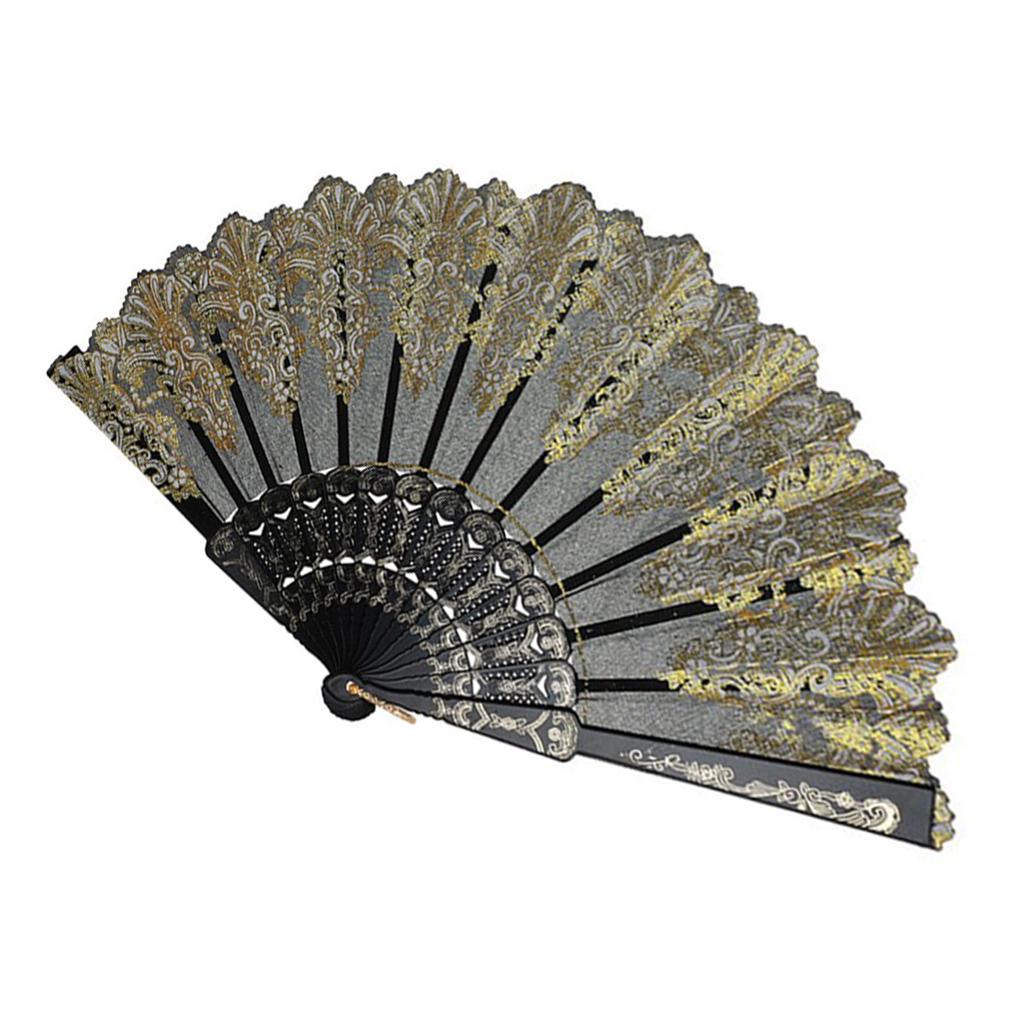 Top Keep Cool Lace Fabric Folding Hand Held Dance Fan Party Wedding Prom Gift UK