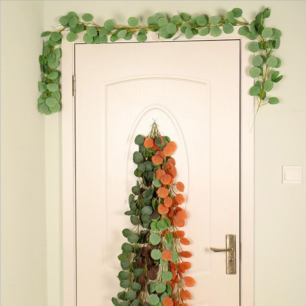 Faux Silver Dollar Eucalyptus Garland Artificial Leaves Decor Orange