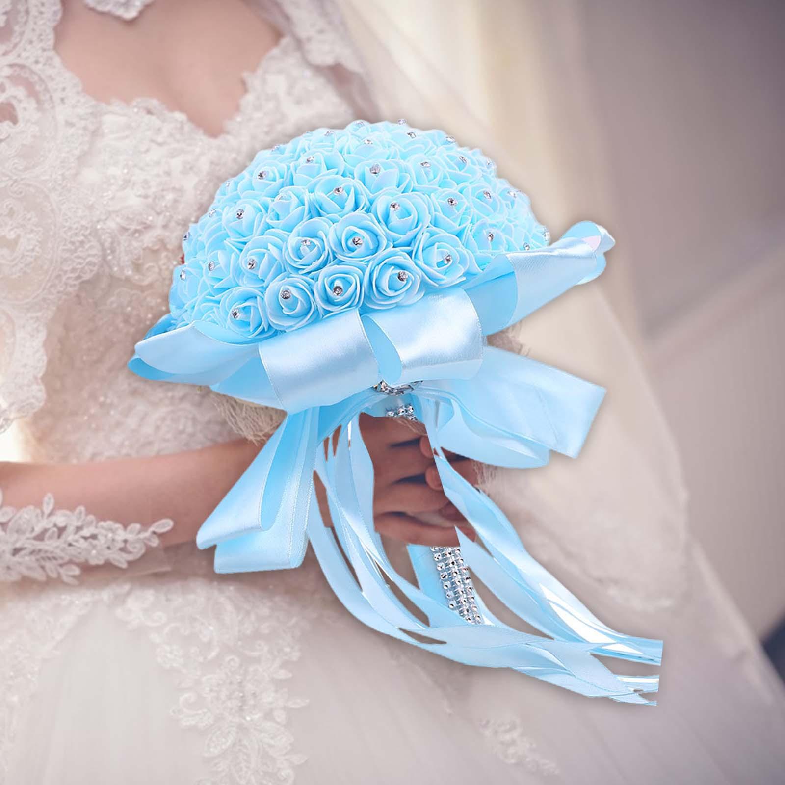 Wedding Bouquets Handmade Artificial Flowers for Holiday Wedding Anniversary blue