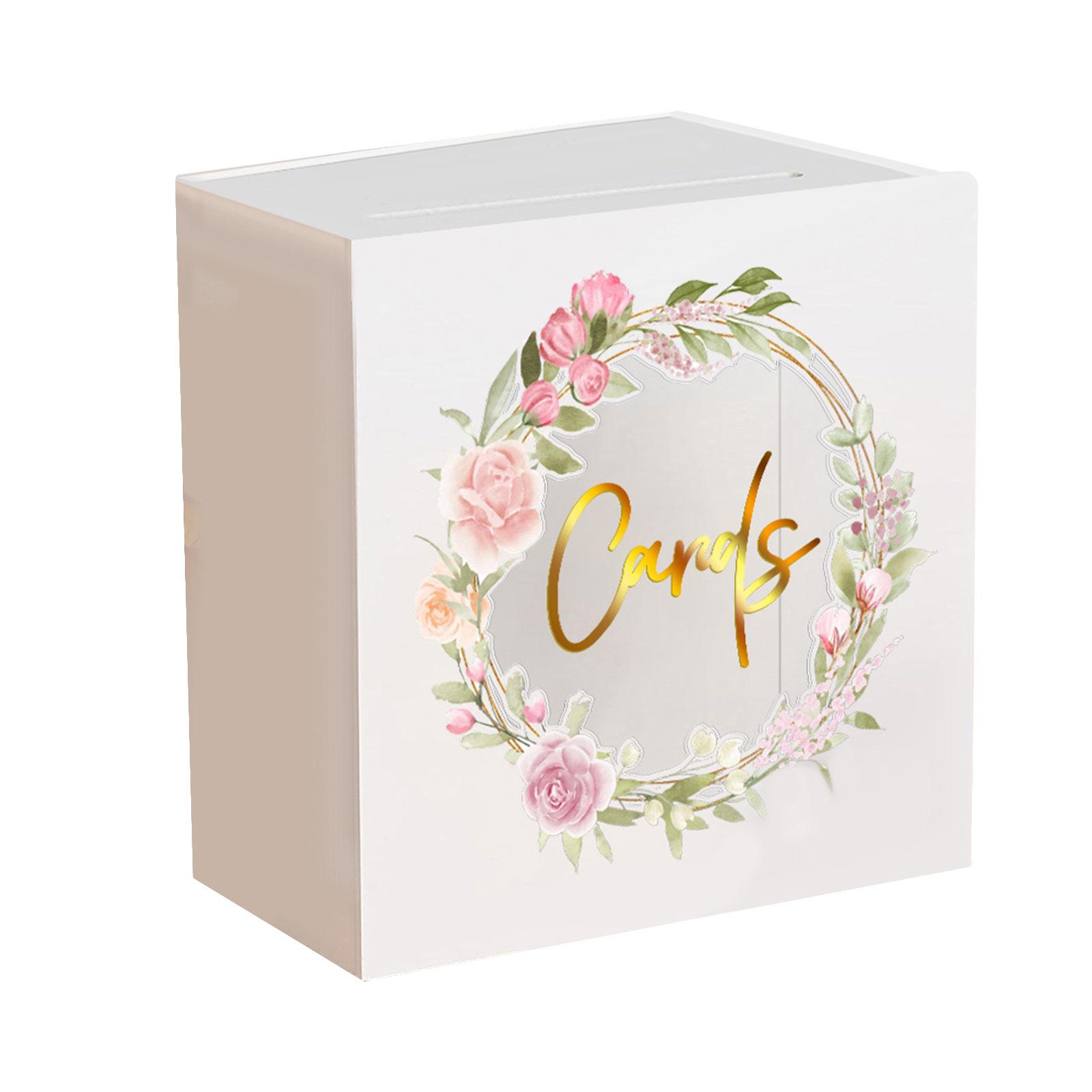 Wedding Acrylic Card Box with Slot Flower